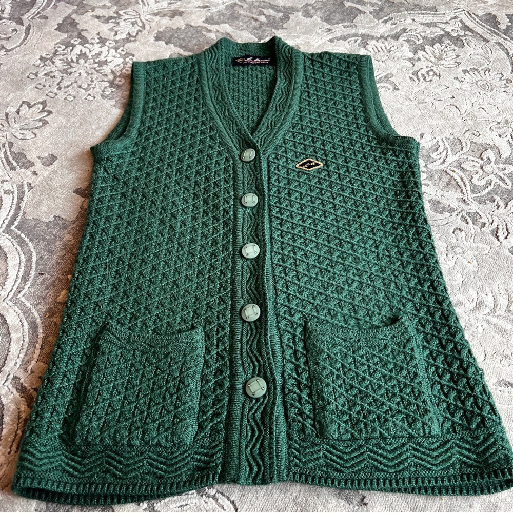 Le Marine Green Knitted Women's Sweater Vest - Picture 6 of 10